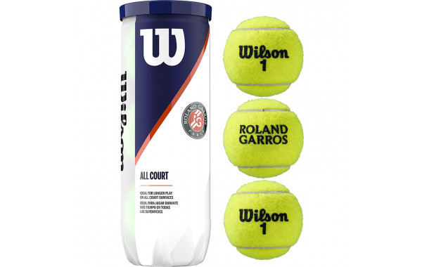 Мяч теннисный Wilson Roland Garros All Court 3 мяча WRT126400, желтый 600_380