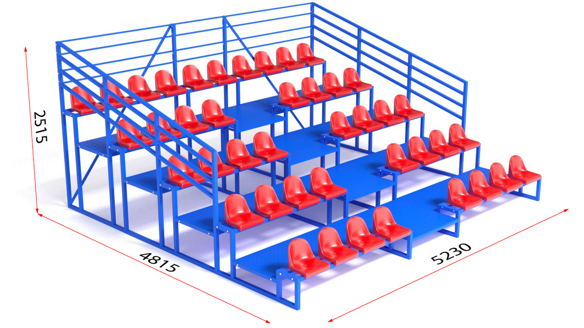 Трибуна с сидениями, пятирядная, с ограждением Glav 20.010 1200_675