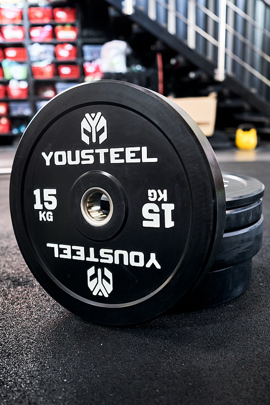 Диск EVO BUMPER PLATE 15кг YouSteel черный 533_800